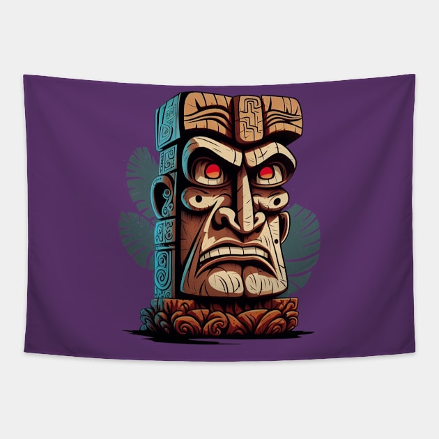 Polynesian Tiki Bar Caricature Tapestry by aaladorn