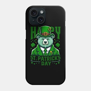 Happy st patricks day funny green bear Phone Case