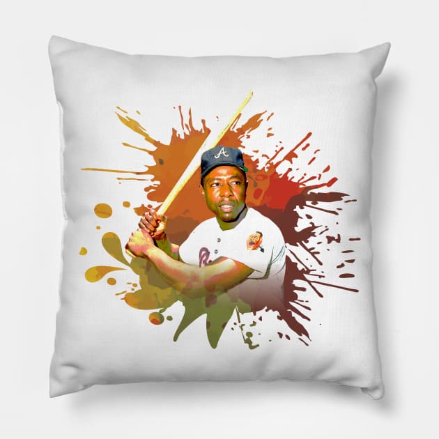 HENRY LOUIS HANK AARON Pillow by MufaArtsDesigns