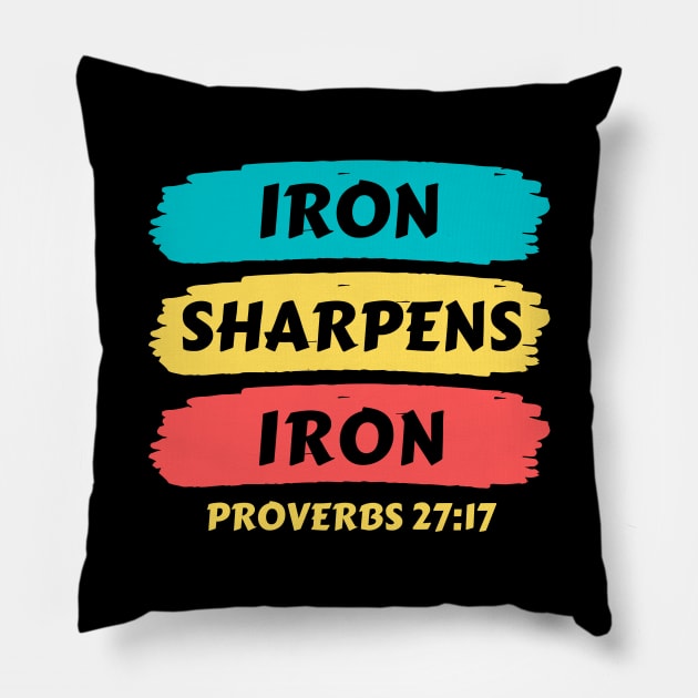 Iron Sharpens Iron | Christian Typography Pillow by All Things Gospel