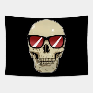 Skull Wearing Sunglasses Red Lenses Tapestry