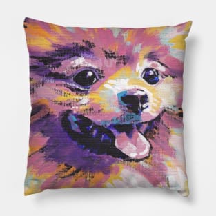 Pomeranian Dog Bright colorful pop dog art Pillow