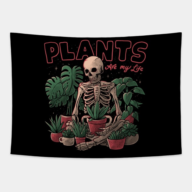 Plants Are My Life - Skull Flowers Colors Gift Tapestry by eduely