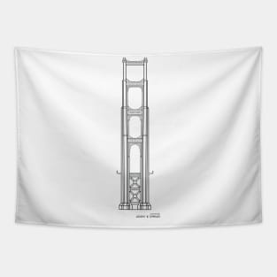 Golden Gate Bridge Design black Tapestry