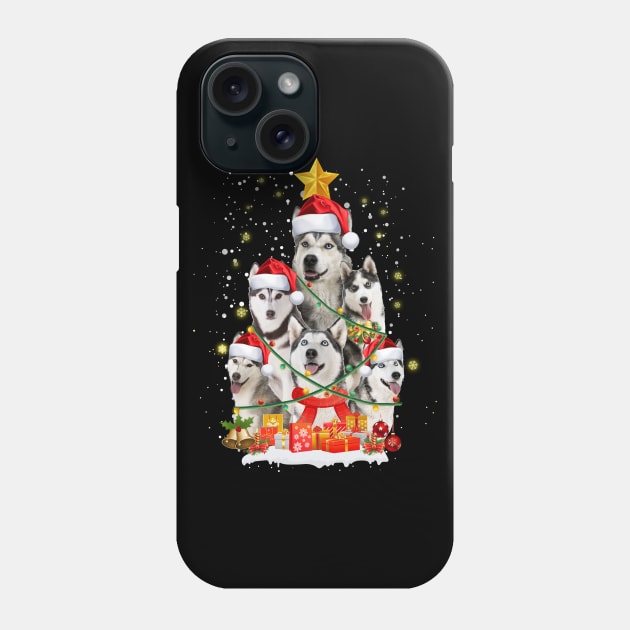 Funny Siberian Husky Christmas Tree Gift Xmas for Men Women Phone Case by jrgmerschmann