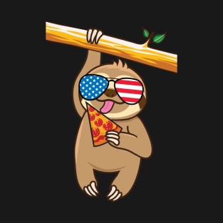 Cute Sloth Pizza USA T-Shirt