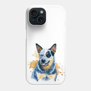 Australian Cattle Watercolor Painting - Dog Lover Gifts Phone Case