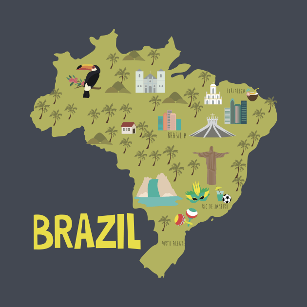 Brazil Illustrated Map by JunkyDotCom