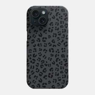 Black and Charcoal Grey Leopard Cheetah Spots Print Phone Case