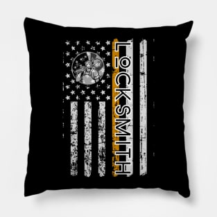 Locksmith Patriotic Weathered US Flag Pillow