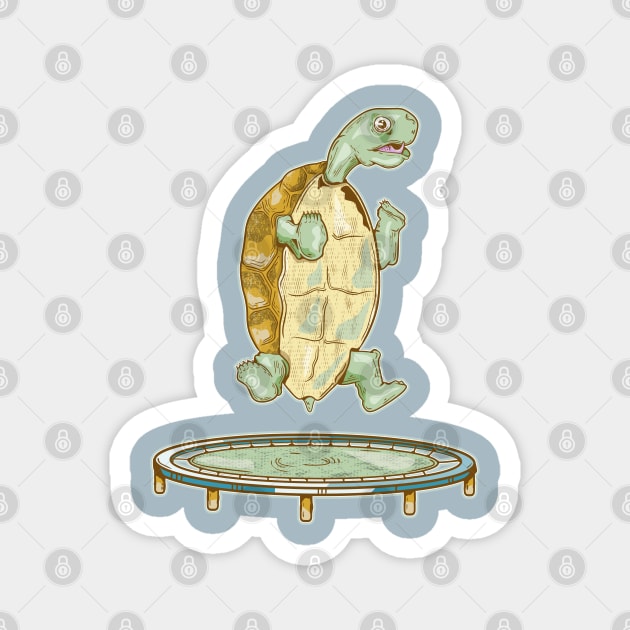 Tortoise on the trampoline Magnet by mailboxdisco