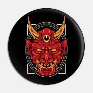 Japanese Demon Art Mask Devil Oni Harajuku T-Shirt Pin