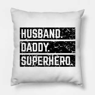 Husband Daddy Superhero (Super Dad / Superdaddy / Vintage / Black) Pillow