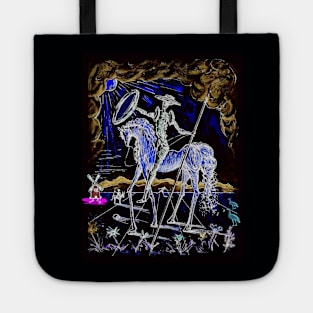 Don Quixote Fantasy Abstract Silhouette Dali Print Tote