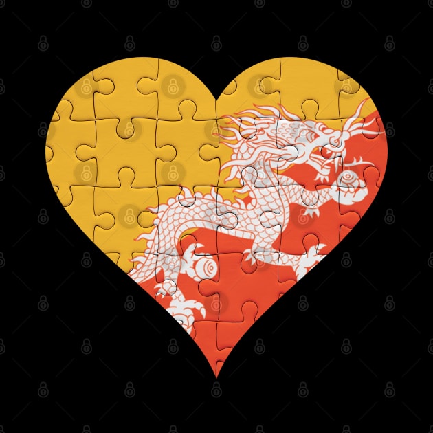 Bhutanese Jigsaw Puzzle Heart Design - Gift for Bhutanese With Bhutan Roots by Country Flags