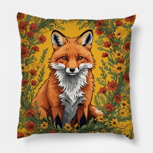 Mississippi Red Fox Surrounded By Tickseed Flowers Pillow