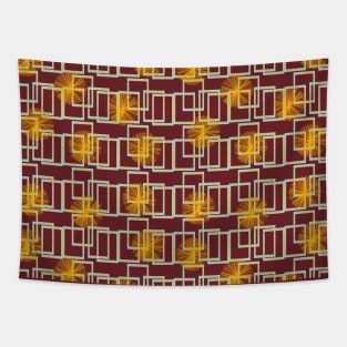 Rectangles and orange flowers Tapestry