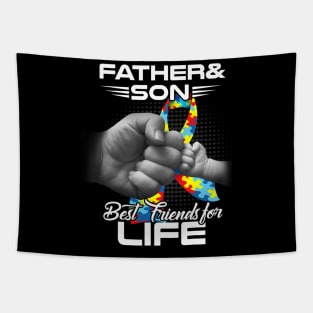 Autism Dad Father & Son Best Friends for Life Matching Tapestry