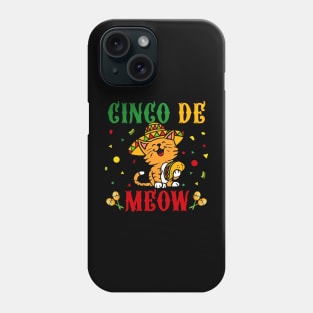 Cinco De Meow Shirt with Smiling Cat Taco and Sombrero Phone Case