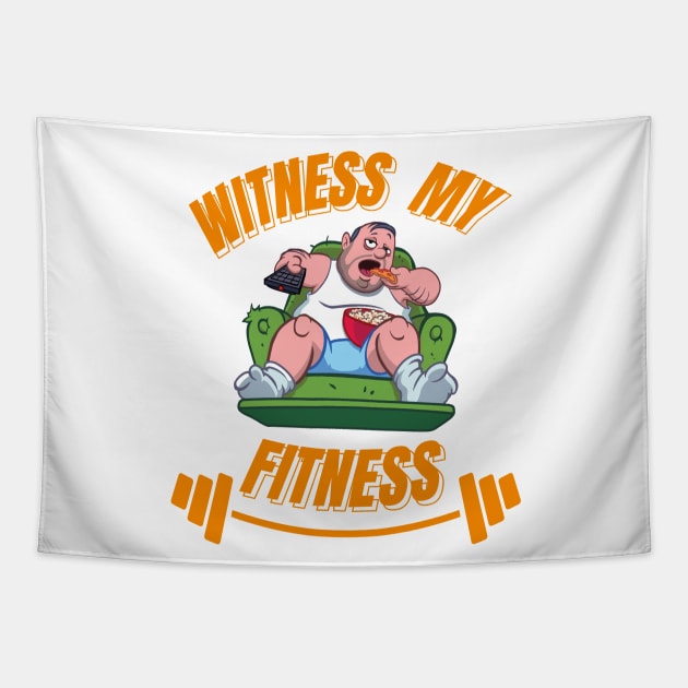 Witness my armchair fitness Tapestry by AJDP23