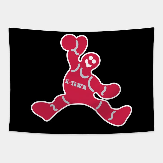 Jumping Houston Rockets Gingerbread Man Tapestry by Rad Love