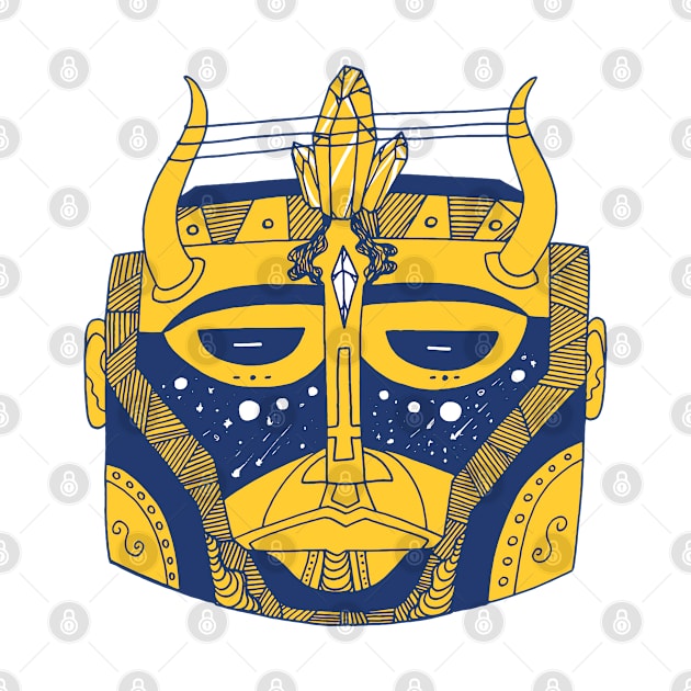 Navy Gold African Mask No 8 by kenallouis