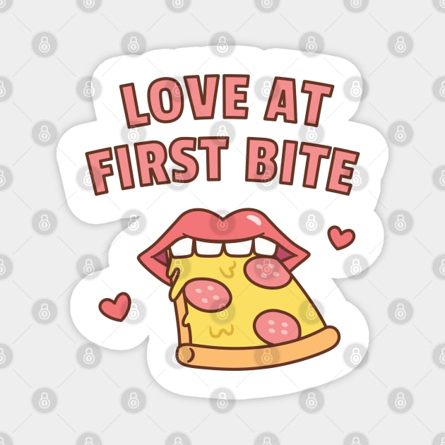 Love At First Bite Pizza Funny Magnet by rustydoodle