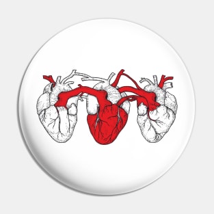 Triple Heart. White Red White Pin