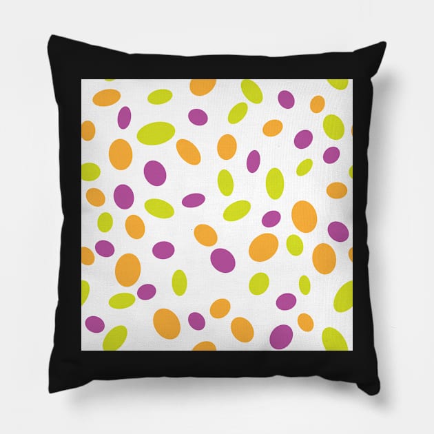 Colorful spots, ovals in orange green and purple Pillow by counterclockwise