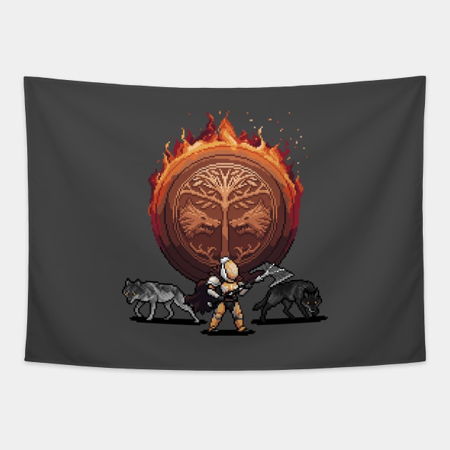 Iron Wolves Pixelart Tapestry by Spykles