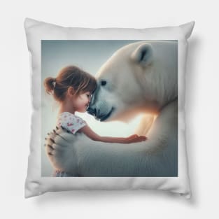 A Child and a Bear Share a Nose-to-Nose Hug Pillow