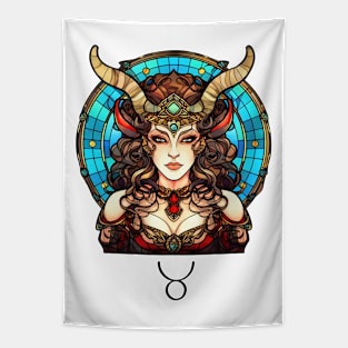 Stained Glass Taurus Tapestry