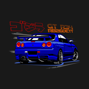 Nissan Skyline GTR 34 Blue Back T-Shirt