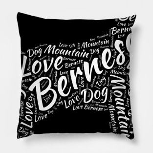 Love Bernese Mountain Dog Word Silhouette Pet Lover Owner Pillow