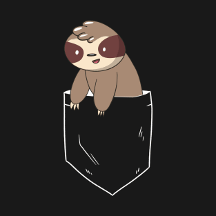 Sloth in breast pocket lazy gift idea T-Shirt