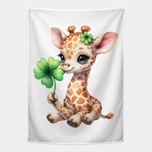 Clover Giraffe St Patricks Day Tapestry