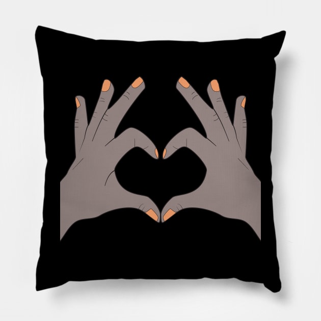 Hands Making Heart Shape Love Sign Language Valentine's Day Pillow by Okuadinya