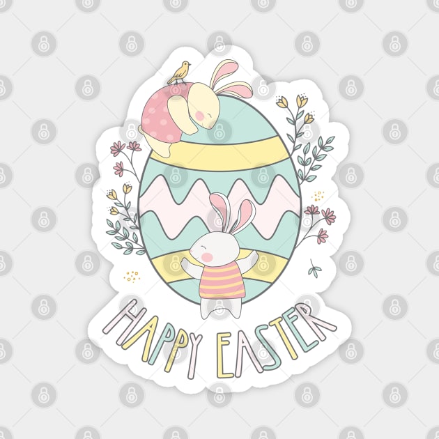 Easter 2022 Easter Day Bunnies Egg Hunting Magnet by Fitastic
