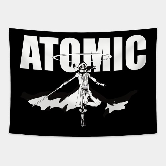 Most iconic moment from the Eminence in Shadow anime show in episode 5 - Cid Kagenou said I am ATOMIC in a cool black and white silhouette Tapestry by Animangapoi