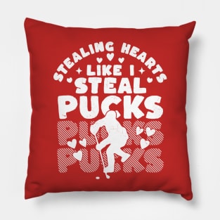 Stealing Heart Like I Steal Pucks Valentines Day Hockey Pillow