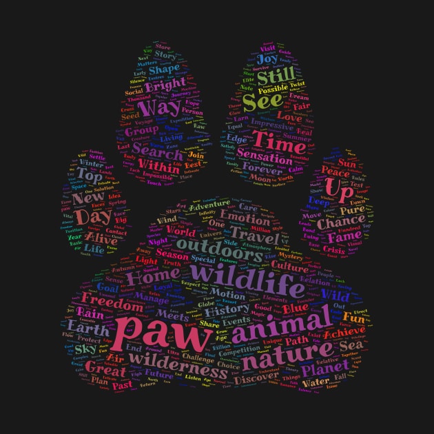 Paw Animal Silhouette Shape Text Word Cloud by Cubebox