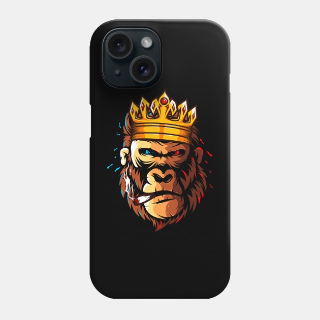 gorilla head crown smoking Phone Case by Mako Design 