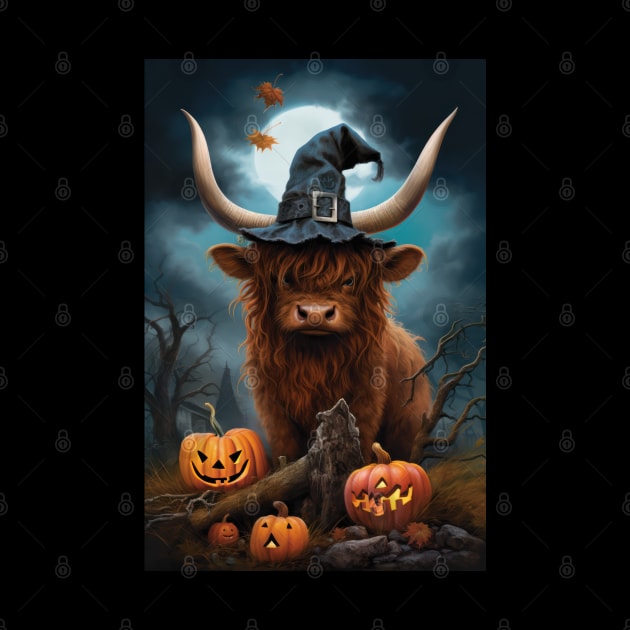 Trick Or treat - Highland Cow by TooplesArt