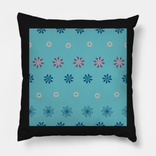 Stripes of geometric flowers on teal background Pillow