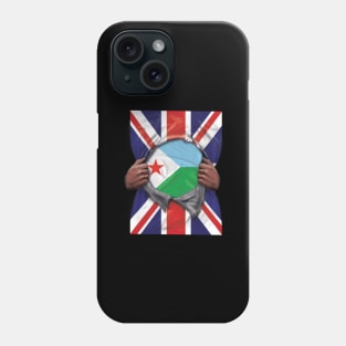 Djibouti Flag Great Britain Flag Ripped - Gift for Djiboutian From Djibouti Phone Case