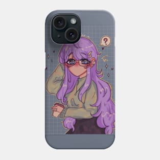 Purple anime girl with cup of coffee Phone Case