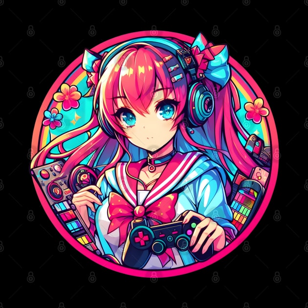 Girl gamer neon gamer by Japanese Fever