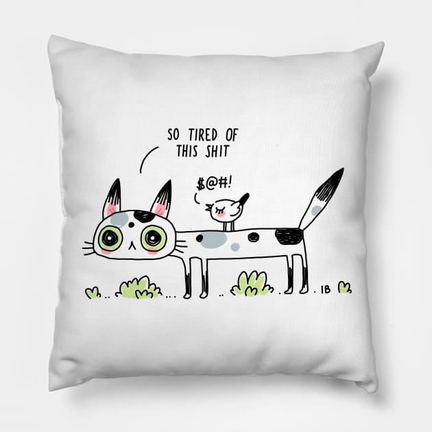 Annoyed Cat Pillow by Freeminds