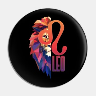 Leo Lion Zodiac Geometric Symbol Pin