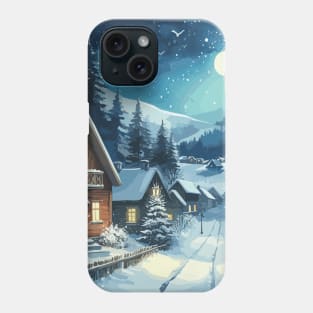 Winter Country Road at Night Phone Case